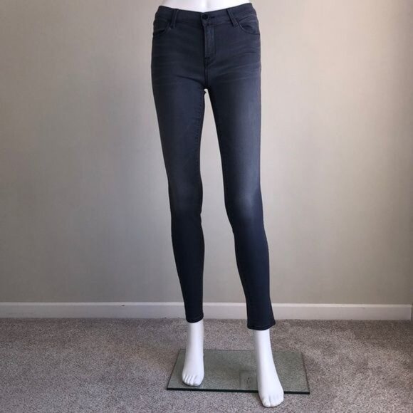 J BRAND Mid Rise Super Skinny Jeans in Gray - 25 - Picture 2 of 9
